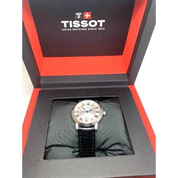 Tissot Women's Watch T1222101603300 Swiss Quartz Silver Dial Black Leather 30mm - Picture 3 of 14